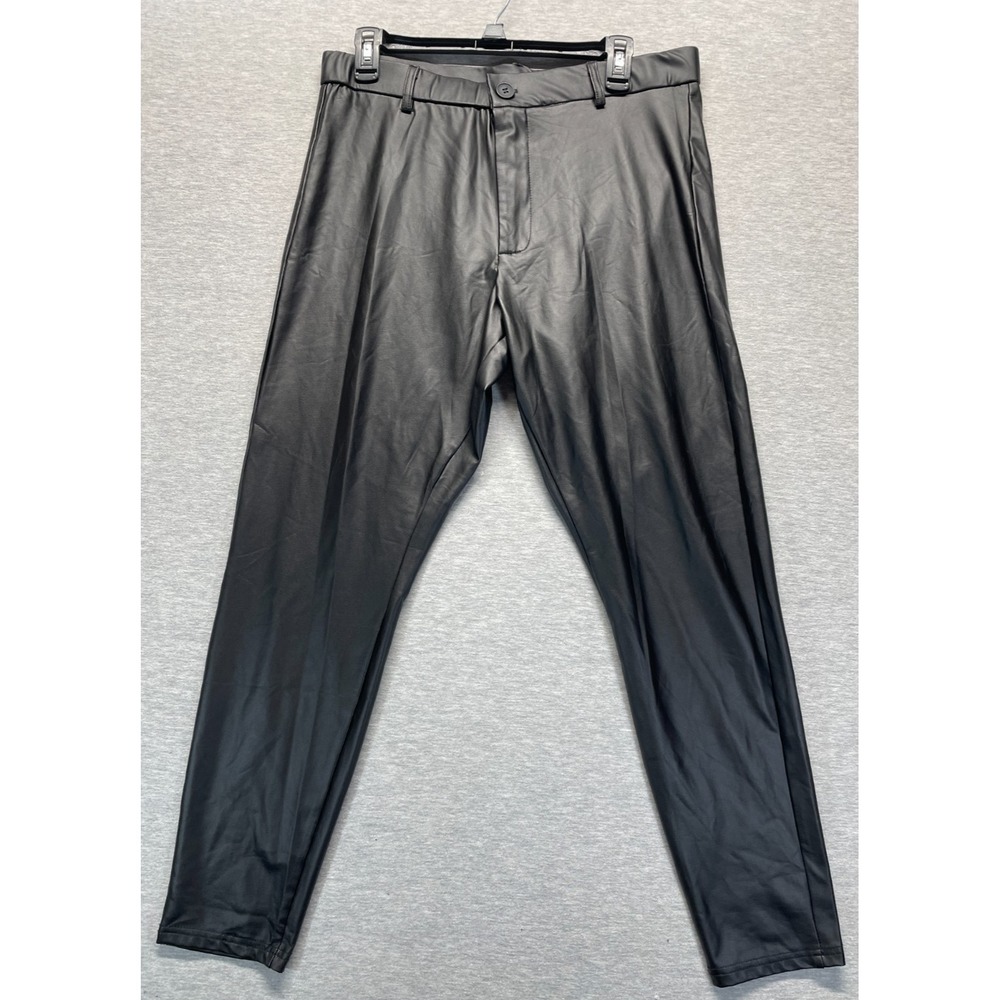 Shein Curve Black Faux Leather Pants Womens XL Skinny Leg Stretch Streetwear